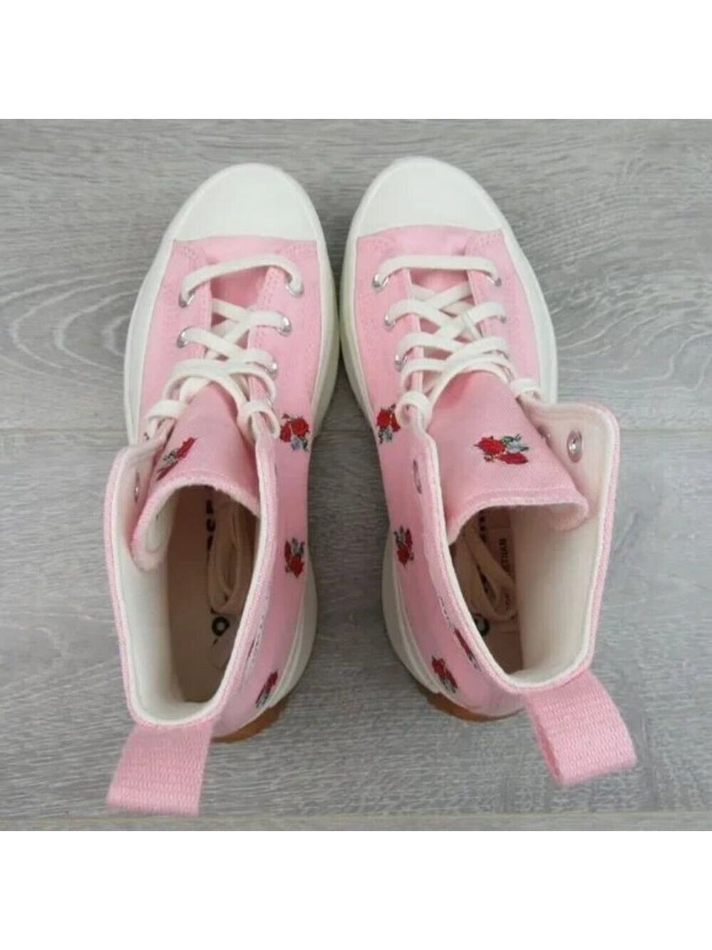 Converse Run Star Hike HI Platform Women's Size 9.5 Pink Red Roses NEW A05192C - Picture 7 of 14